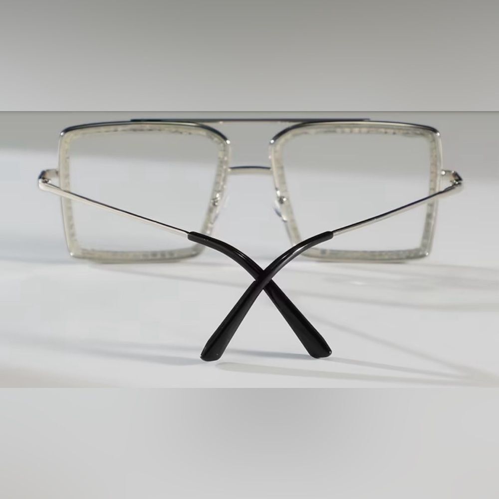 Rhinestone Embellished Oversized Square Glasses - Picture 4 of 4